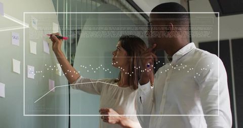 Team collaborating on workflow strategy with analytics overlay