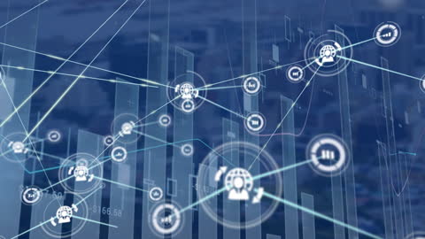 Futuristic Network Connections with Data Analytics Icons
