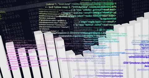 Futuristic 3D Data Visualization with Coding Elements