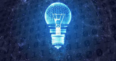 Digital Light Bulb with Binary Code and Matrix Network - Download Free Stock Images Pikwizard.com