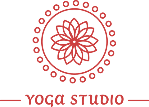 Illustration of yoga studio logo featuring floral lotus motif on transparent background. Ideal for yoga center branding, promotional materials such as flyers, posters, business cards, and website use to convey relaxation and wellbeing.