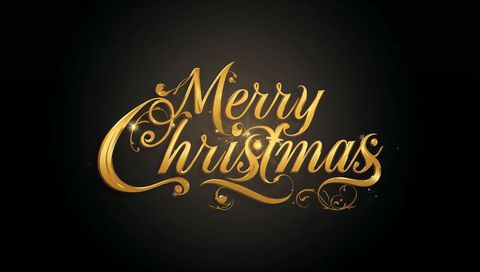 Golden Merry Christmas Script with Ornate Flourishes and Sparkling Luxury Glow