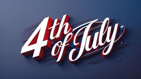 3D Bold 4th of July Text with Stars and Streaks