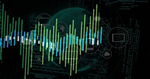 Data visualization with wireframe globe in digital interface