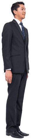 Side View of Confident Asian Businessman in Suit on Transparent Background