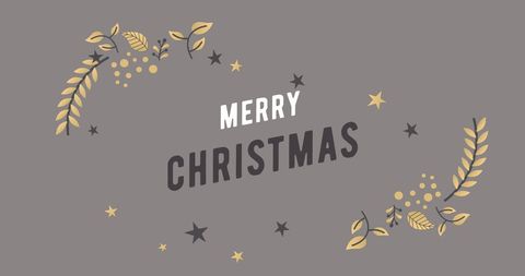 Elegant Christmas Greeting Card with Gold Leaves and Stars - Download Free Stock Images Pikwizard.com