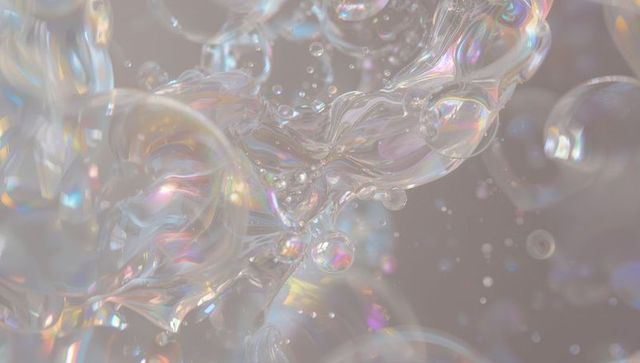 Iridescent Soap Bubble Cluster Macro Abstract Pearlescent Translucent Bubbles Droplets