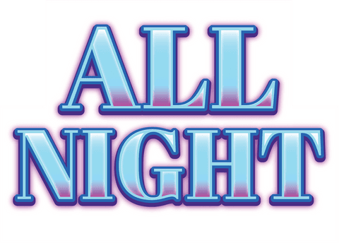 All Night Text on Transparent Background for Party Design