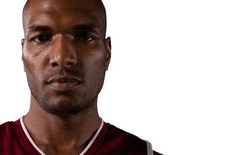 Serious African American Sportsman Looking on Camera Transparent POV