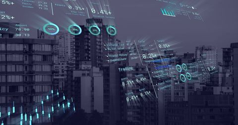 digital financial data over cityscape enhancing modern business - Download Free Stock Images Pikwizard.com