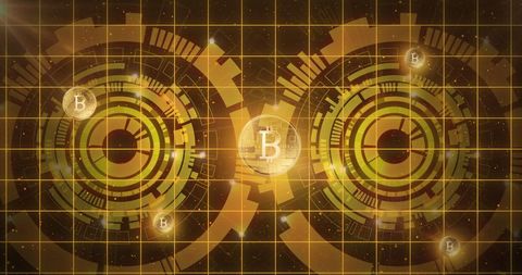 Bitcoin Symbols with Abstract Digital Interface Background - Download Free Stock Images Pikwizard.com