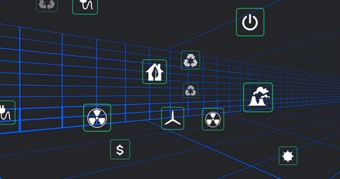 sustainability icons over grid background illustrating eco-friendly concepts - Download Free Stock Images Pikwizard.com