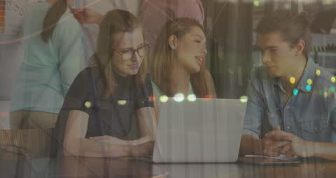 Dynamic Business Team Collaboration Amidst Financial Data Overlay