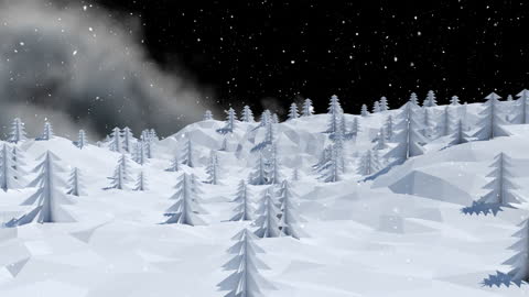 Winter Wonderland Animation with Falling Snow and Pine Trees