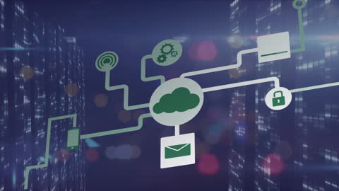 Cloud Network Technology with Digital Icons