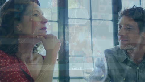 Coworkers Engaging Communication with Digital Connection Overlay