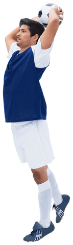 Transparent football player performing throw-in action