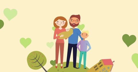 Happy Family Illustration Embracing Parenthood Theme - Download Free Stock Images Pikwizard.com