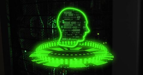Digital Head with Binary Code in Server Environment - Download Free Stock Images Pikwizard.com