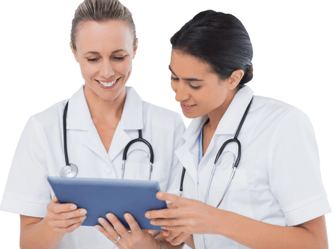 Medical Professionals Engaged with Digital Tablet on Transparent Background - Download Free Stock Videos Pikwizard.com