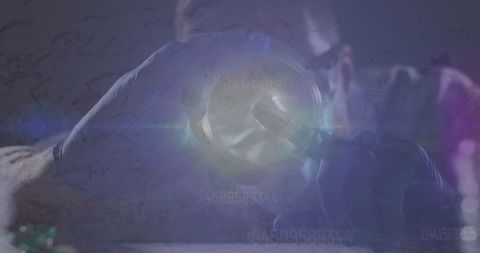 Doctor Analyzing Petridish Amid COVID-19 Pandemic Data Overlay