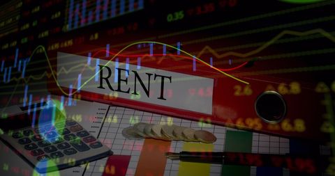 Financial data overlay with rent file and calculator