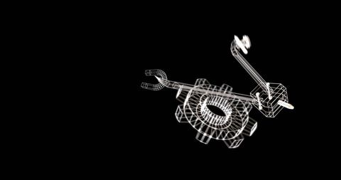 Futuristic Wireframe Icons on Black Background