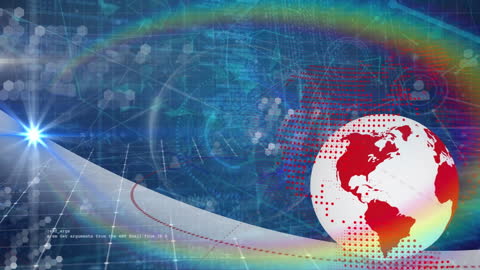 Digital Data Streams Around Red Globe Futuristic Concept