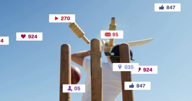 Caucasian Cricketer and Digital Media Statistics - Download Free Stock Images Pikwizard.com