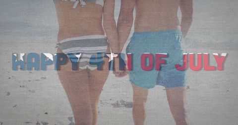 Couple on Beach Celebrating 4th of July