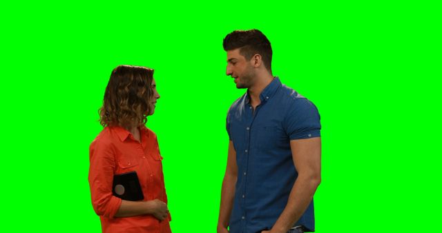 Man and Woman Having a Conversation on Green Screen - Download Free Stock Images Pikwizard.com