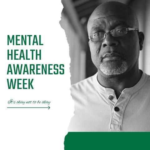 Mental health awareness week concept with senior man's portrait