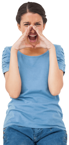 focused biracial woman shouting on transparent background - Download Free Stock Videos Pikwizard.com