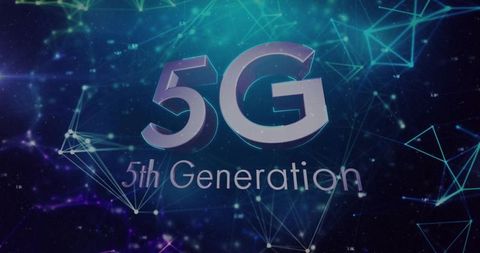 3D 5G Network Connecting Glowing Nodes in Futuristic Neon Data Grid