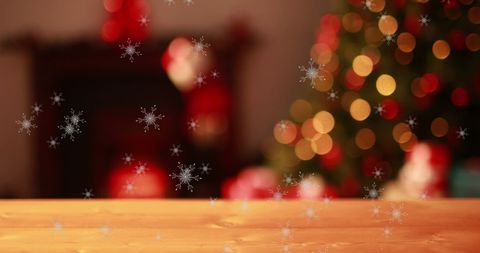 Festive Holiday Setting with Christmas Tree and Snowflakes - Download Free Stock Images Pikwizard.com