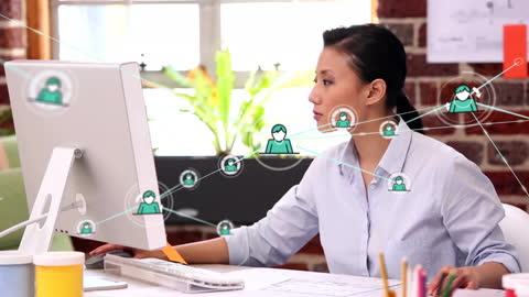 Businesswoman Working on Digital Network Connectivity