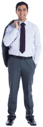 Professional Asian Businessman with Jacket on Transparent Background