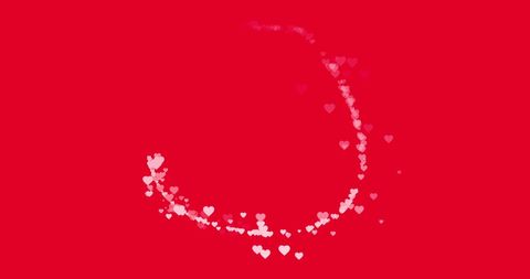 Pink Heart Trail on Vibrant Red Background for Valentine's Day Themes