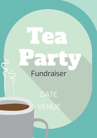 Tea Party Fundraiser Invitation with Steaming Cup - Download Free Stock Templates Pikwizard.com