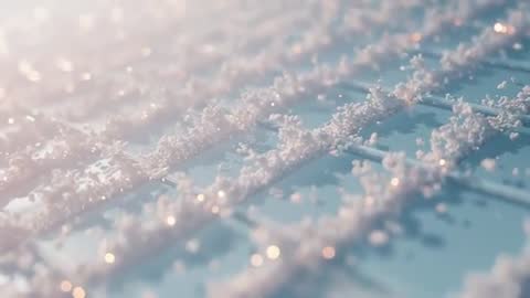 Macro Tracking Shot Revealing Crystalline Granules on Blue Grid with Soft Bokeh