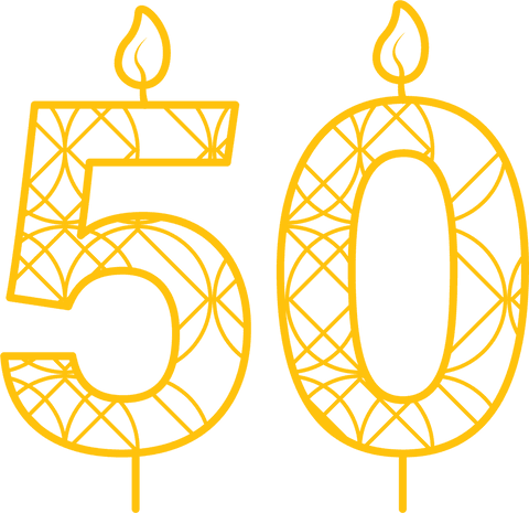 Transparent Yellow 50 with Flames for Birthday Celebration - Download Free Stock Videos Pikwizard.com