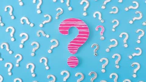 Vibrant Pink Question Mark Animation on Blue Backdrop
