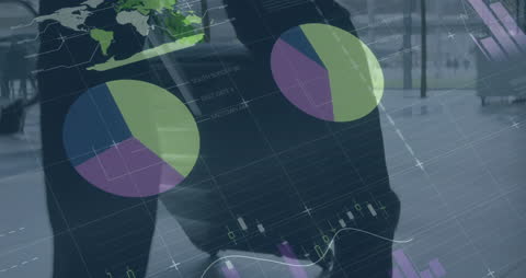 Data Analysis Visualization Over Business Professional with Briefcase