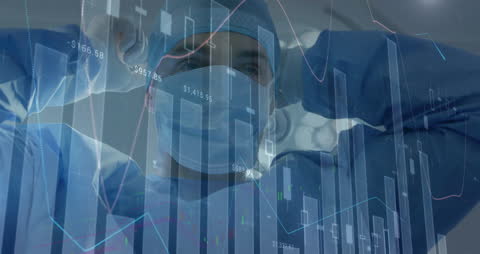 Doctor Analyzing Financial Data with Surgical Focus