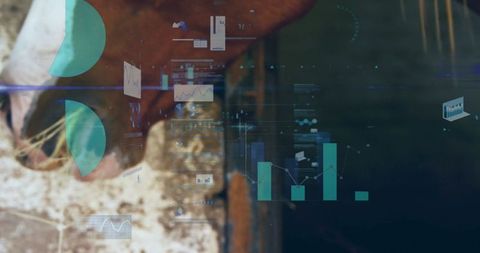 Abstract Data Visualization on Warm Blurred Backdrop