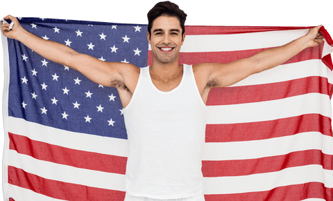 male athlete holding large transparent patriotic american flag - Download Free Stock Videos Pikwizard.com