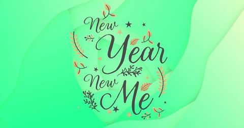 New year new me motivational hand-lettered design on green gradient