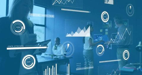 Diverse Business Team Discussing in Tech-Driven Office