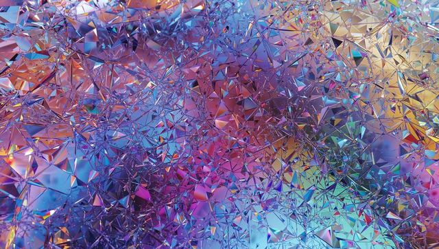 Vibrant Kaleidoscopic Geometric Shards with Futuristic Visual Art