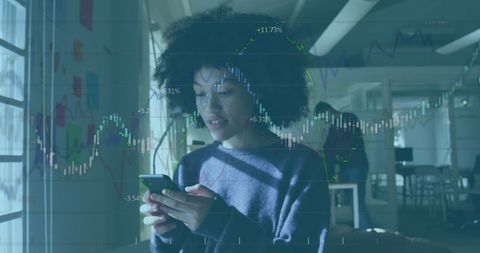 Business Professional Analyzing Digital Financial Charts on Smartphone